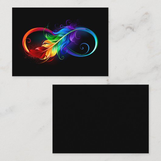 Carte De Référencement Symbole d'infini avec plume arc-en-ciel (Devant / Derrière)
