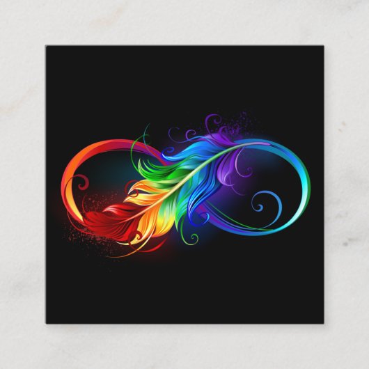 Carte De Référencement Symbole d'infini avec plume arc-en-ciel (Devant)