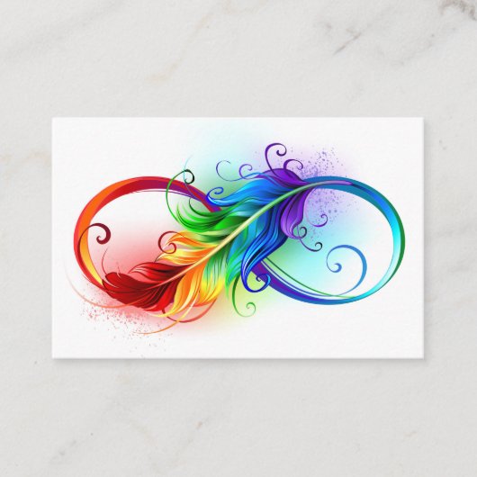 Carte De Référencement Symbole d'infini avec plume arc-en-ciel (Devant)