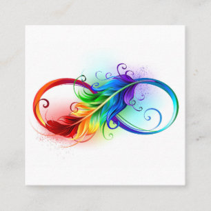 Carte De Référencement Symbole d'infini avec plume arc-en-ciel