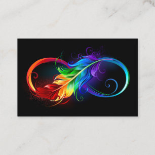 Carte De Référencement Symbole d'infini avec plume arc-en-ciel