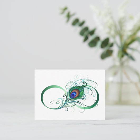 Carte De Référencement Symbole d'infini avec plume de paon (Debout devant)