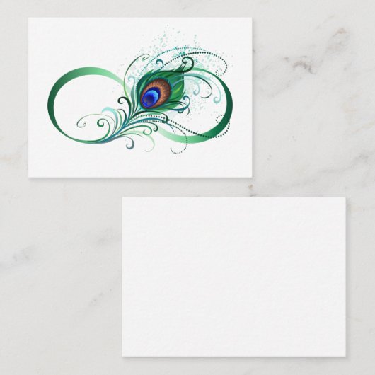 Carte De Référencement Symbole d'infini avec plume de paon (Devant / Derrière)