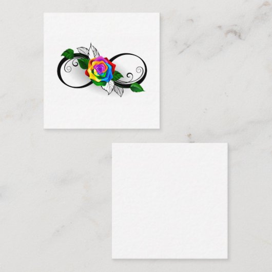 Carte De Référencement Symbole d'infini avec Rose arc-en-ciel (Devant / Derrière)