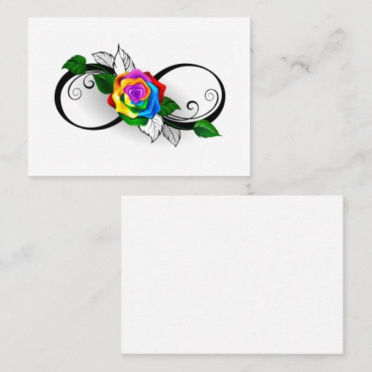 Carte De Référencement Symbole d'infini avec Rose arc-en-ciel (Devant / Derrière)