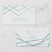 Carte De Référencement Teal Aqua Lignes Géométriques Modernes Référez un  (Devant / Derrière)