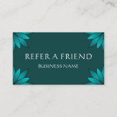 Carte De Référencement Teal Leaf Mandala Design on Dark Cyan (Devant)