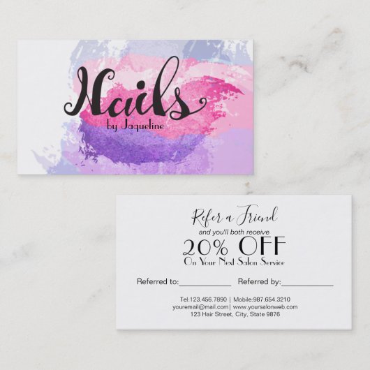 Carte De Référencement Technicien élégant de clou (Devant / Derrière)