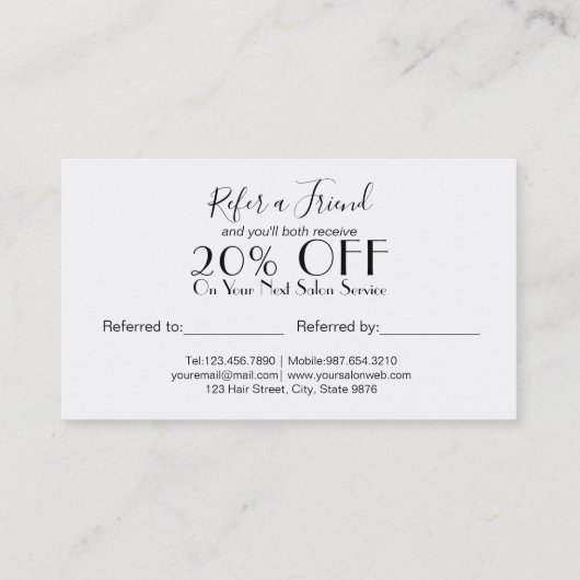 Carte De Référencement Technicien élégant de clou (Dos)