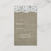 Carte De Référencement Toile de Jute & Dentelle Simple Élégance Rustique  (Dos)