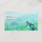 Carte De Référencement Tortue de mer Ocean Beach Elégant Recommander un a (Dos)