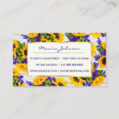 Carte De Référencement Tournesol jaune violet en bois blanc rustique (Dos)