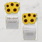 Carte De Référencement Tournesols dans Mason Jar Rustic Chic Référer un a (Devant / Derrière)
