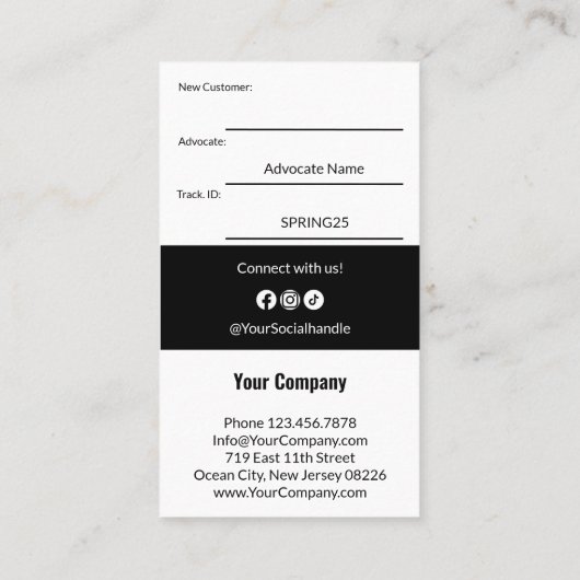 Carte De Référencement Transformer les clients loyaux en avocats Noir & B (Dos)