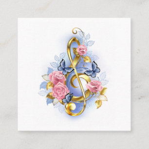 Carte De Référencement Treble clef with Pink Roses