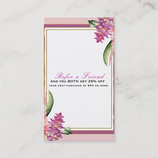 Carte De Référencement Tropical Floral Orchidée Pourpre Chic Référez un(e (Devant)