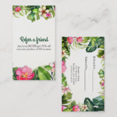 Carte De Référencement Tropiques Élégants Feuilles Vertes Floral Réferer (Devant / Derrière)
