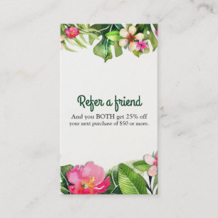 Carte De Référencement Tropiques Élégants Feuilles Vertes Floral Réferer