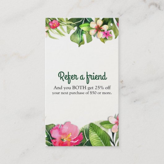 Carte De Référencement Tropiques Élégants Feuilles Vertes Floral Réferer (Devant)