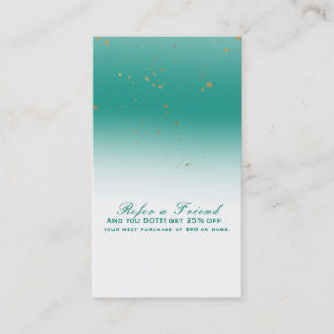 Carte De Référencement Turquoise et Or Moderne Glamour Chic Parrainer un(