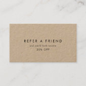 Carte De Référencement Typographie chic Papier Kraft recommander un ami (Devant)