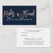 Carte De Référencement Typographie moderne or Rose simple Marine Bleu (Devant / Derrière)