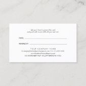 Carte De Référencement Typographie noire chic Référer un ami (Dos)