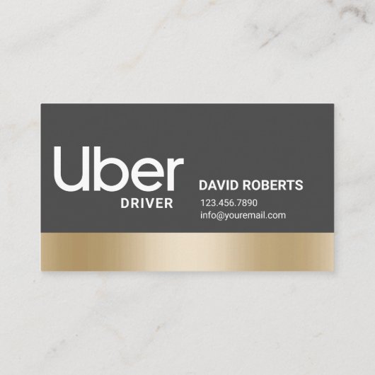 Carte De Référencement Uber Driver Moderne Gold Frontière Orientation (Dos)