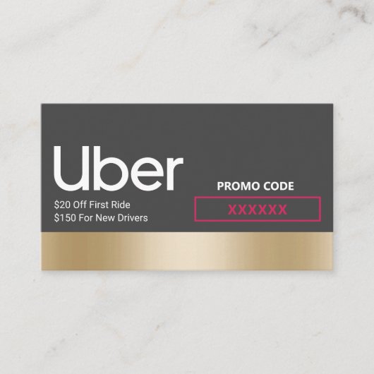 Carte De Référencement Uber Driver Moderne Gold Frontière Orientation (Devant)