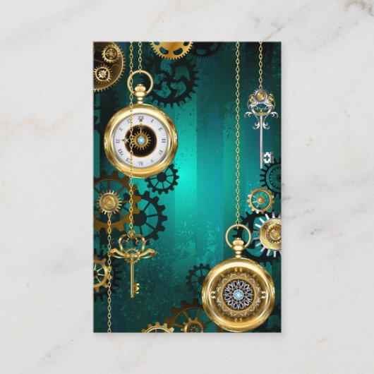 Carte De Référencement Veille bijoux Steampunk sur un Arrière - plan vert (Devant)