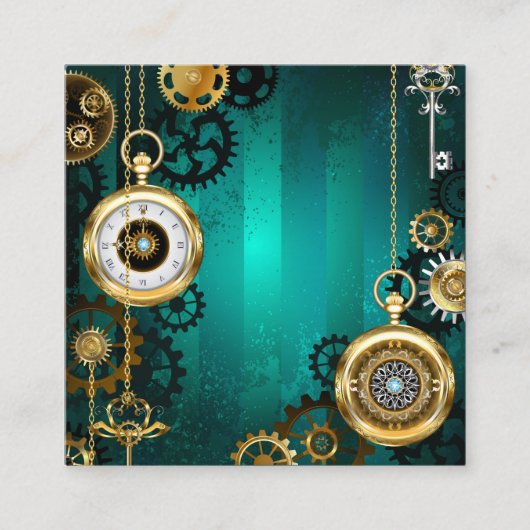 Carte De Référencement Veille bijoux Steampunk sur un Arrière - plan vert (Devant)