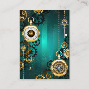 Carte De Référencement Veille bijoux Steampunk sur un Arrière - plan vert