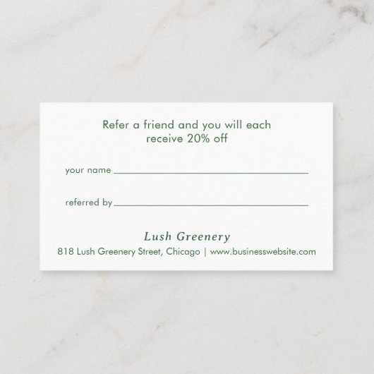 Carte De Référencement Vert Motif moderne moderne (Dos)