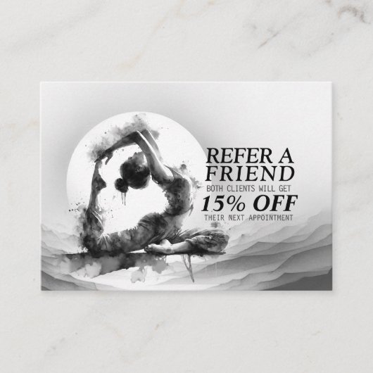 Carte De Référencement Yoga Reiki à une jambe King Pigeon Pose Aquarelle (Devant)