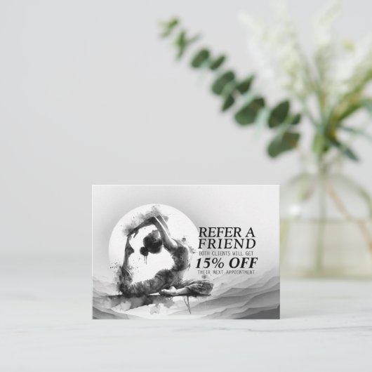 Carte De Référencement Yoga Reiki à une jambe King Pigeon Pose Aquarelle (Debout devant)