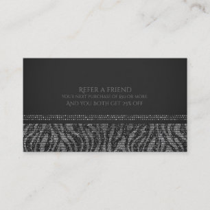 Carte De Référencement Zebra Silver Sparkle Glam Chic Parrainer un ami
