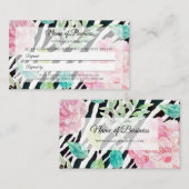 Carte De Référencement Zèbre Floral Recommandation (Devant / Derrière)