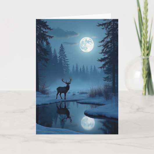 Carte de réflexion de cerf d'hiver (Devant)