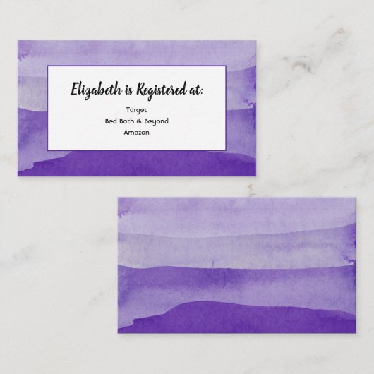 Carte de registre aquarelle violette (Devant / Derrière)
