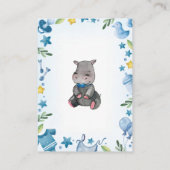 Carte de registre | Baby shower | garçon| Hippo (Dos)