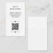 Carte de registre cadeau de code QR unique Inserti (Devant / Derrière)