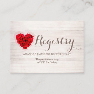 Carte de registre cadeau mariage rose rouge hhn01