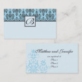 Carte de Registre Cadeau Monogramme Blue Mariage d (Devant / Derrière)