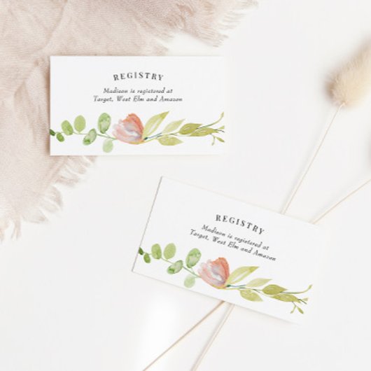 Carte de registre Corail Green Watercolor