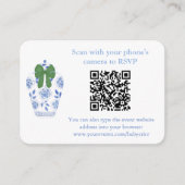 Carte de registre de code QR chinoiserie bleu vert (Devant)