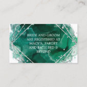 Carte de registre de mariage vert et argent à join (Dos)