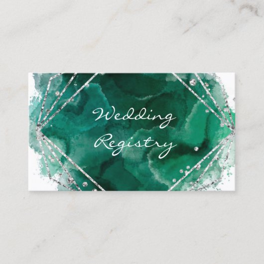 Carte de registre de mariage vert et argent à join (Devant)