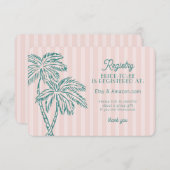 Carte de registre de plage pastel Pink Palm Spring (Devant / Derrière)