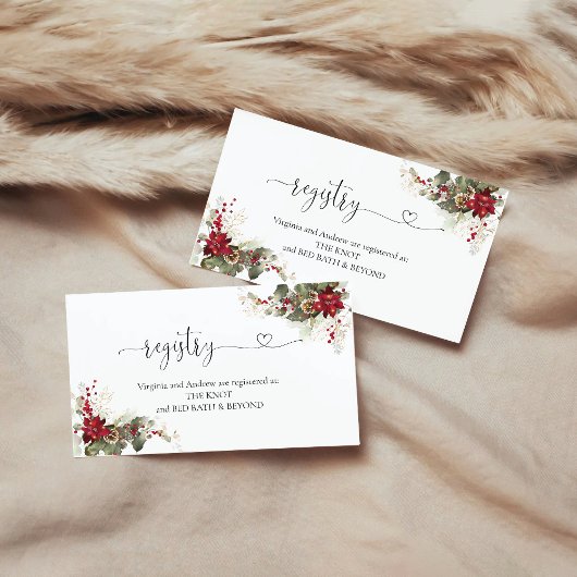 Carte de registre de poinsettia rouge de Noël incl