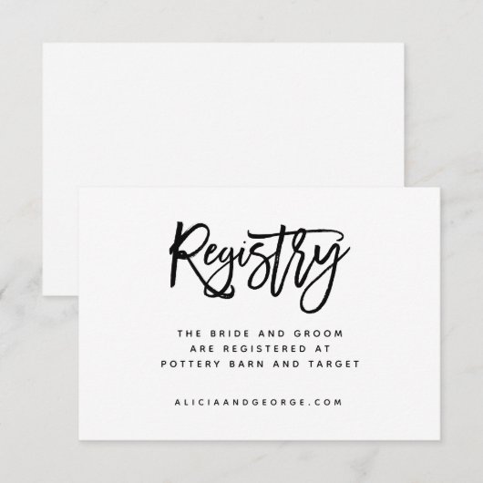 Carte de registre de typographie de brosse (Devant / Derrière)